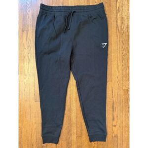 Gymshark Crest Joggers Mens XL Black Fleece Sweatpants A2A4H-BBBB Slim Fit Logo